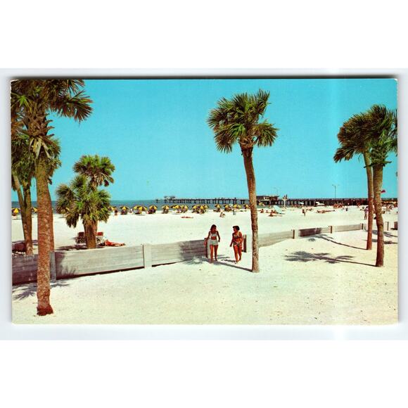Vintage Clearwater Florida White Sand Beach Postcard by Ward Beckett - Picture 1 of 2